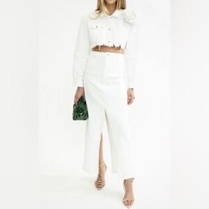 NWT Torn By Ronny Kobo Ezra White Denim Skirt Size 6